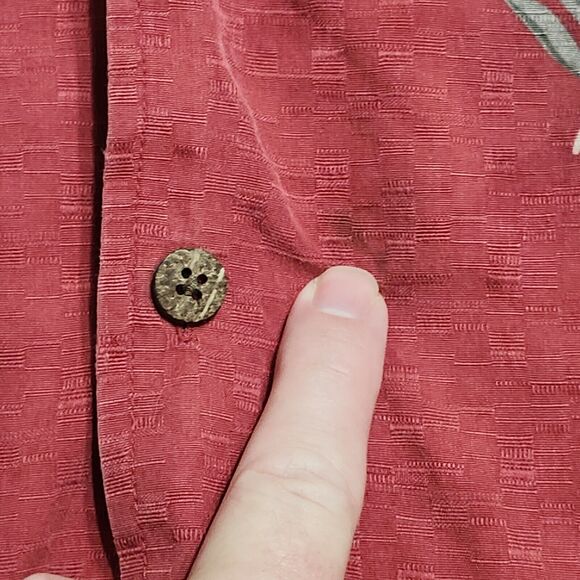 Caribbean Hawaiian Shirt Mens Size XL Floral Beach Short Sleeve Silk Blend Red - Picture 3 of 9